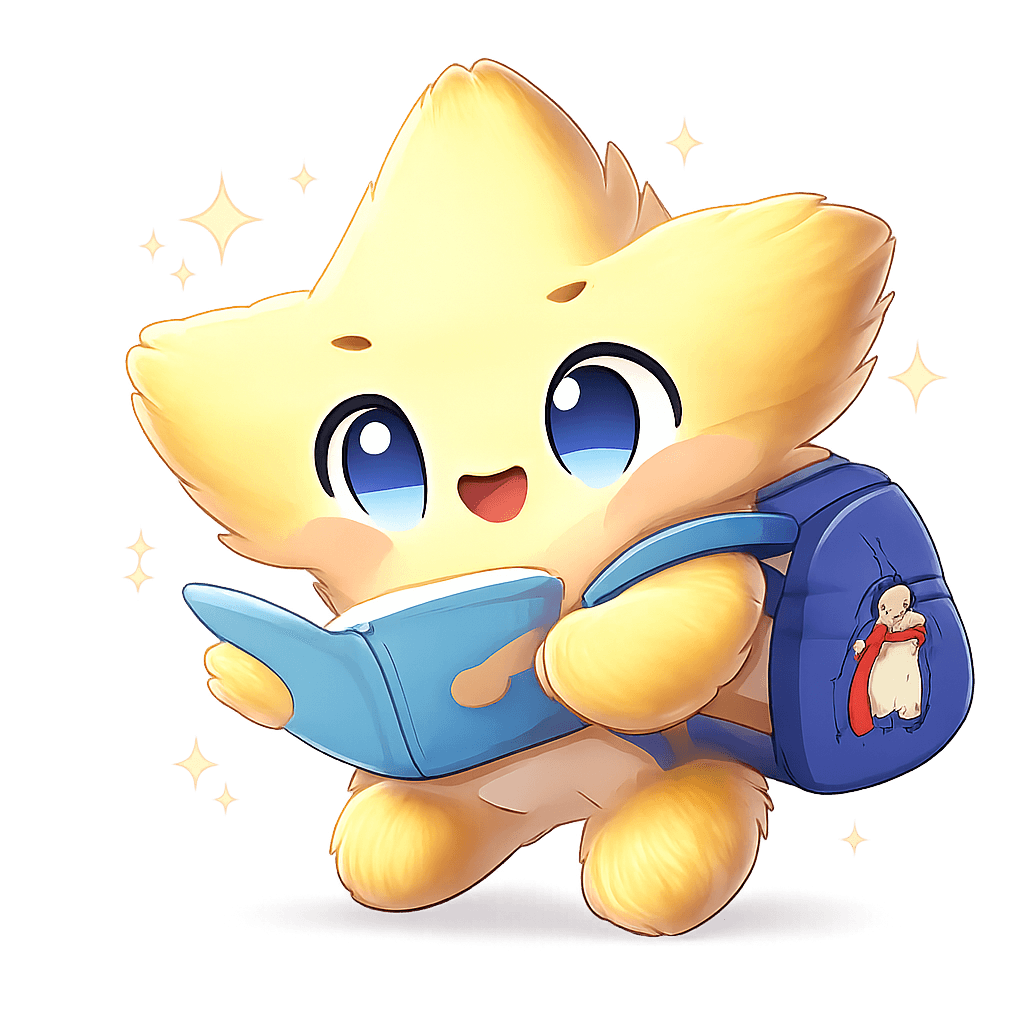 Nova, the AI tutor mascot, reading a book